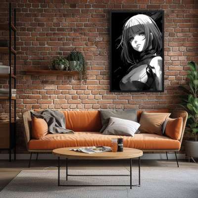 Quadro Decorativo Anime P&B