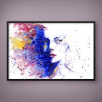 Quadro Decorativo Rosto Aquarela