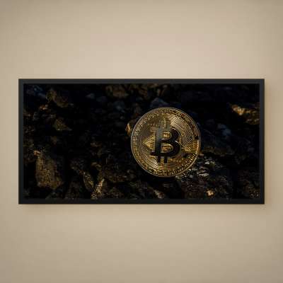 Quadro Decorativo Bitcoin em Mármore