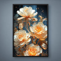 Quadro Decorativo Rosas de Metal Dourado