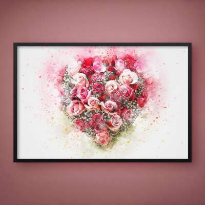 Quadro Decorativo Buque de Rosas Aquarela I