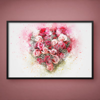 Quadro Decorativo Buque de Rosas Aquarela