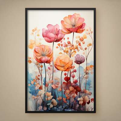 Quadro Decorativo Flores Aquarela I