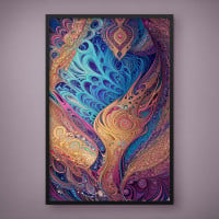 Quadro Decorativo Abstrato Flor Fractal