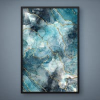 Quadro Decorativo Abstrato Marmorizado com Ouro