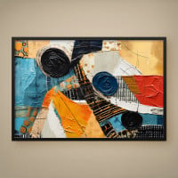 Quadro Decorativo Abstrato Marmorizado com Ouro