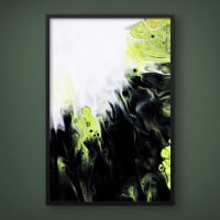 Quadro Decorativo Abstrato Veios Tons Verdes