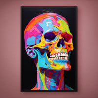 Quadro Decorativo Caveira Neon