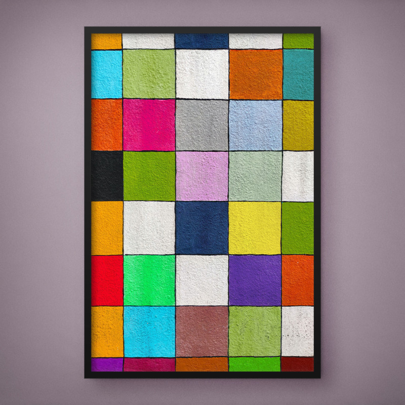 Quadro Decorativo Geométrico Quadrados Coloridos