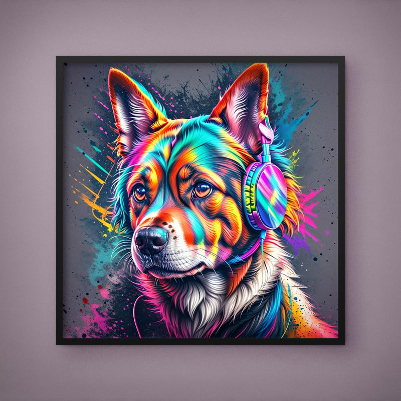 Quadro Decorativo Dog Headphone