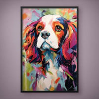 Quadro Decorativo Colorful Cavalier King Charles Spaniel