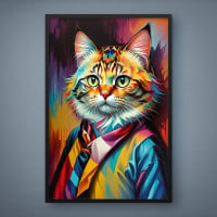 Quadro Decorativo Colorful Cat