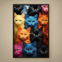 Quadro Decorativo Gato Cyberpunk