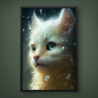 Quadro Decorativo Gato Cyberpunk