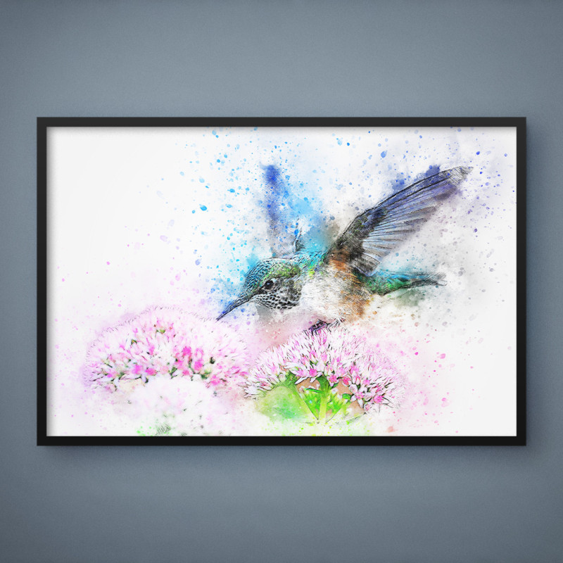 Quadro Decorativo Beija-flor Aquarela