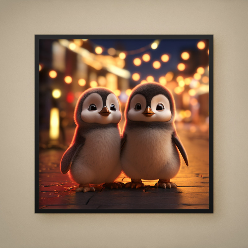 Quadro Decorativo Pinguins Baby