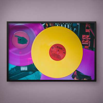 Quadro Decorativo Discos de Vinil Neon