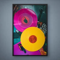 Quadro Decorativo Discos de Vinil Neon