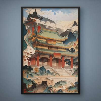 Quadro Decorativo Templo Oriental