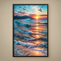 Quadro Decorativo Gaivotas ao Mar