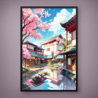 Quadro Decorativo Casas Japonesas