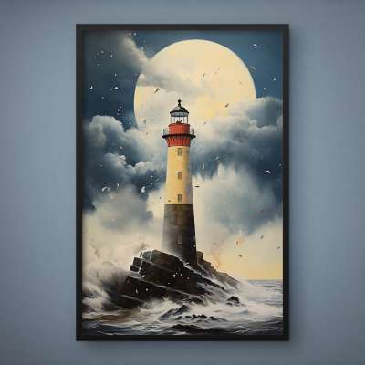 Quadro Decorativo Tempestade no Farol