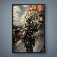 Quadro Decorativo Garota e seu Mecha