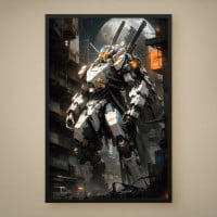 Quadro Decorativo Garota e seu Mecha