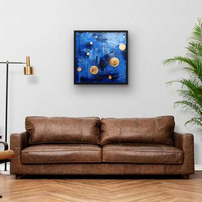 Quadro Decorativo Abstrato Orbes Dourados