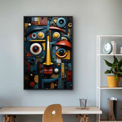 Quadro Decorativo Abstrato Cyber Face