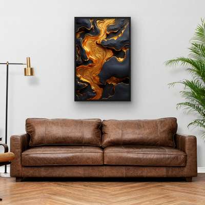 Quadro Decorativo Abstrato Gold River