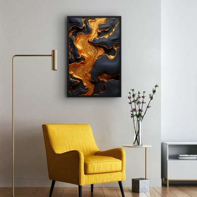 Quadro Decorativo Abstrato Gold River