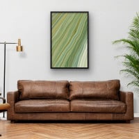 Quadro Decorativo Abstrato Veios Tons Verdes