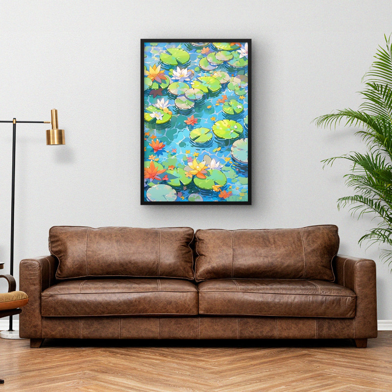 Quadro Decorativo Aquarela Lago de Lótus