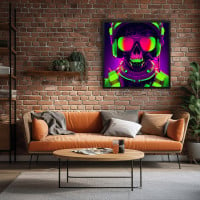 Quadro Decorativo Caveira Neon