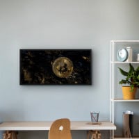 Quadro Decorativo Bitcoin em Mármore