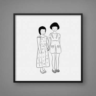 Quadro Decorativo Sketch Two Girls