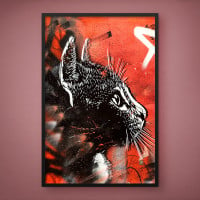 Quadro Decorativo Street Art Black Cat