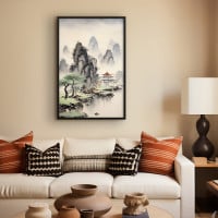 Quadro Decorativo Aquarela Oriental I