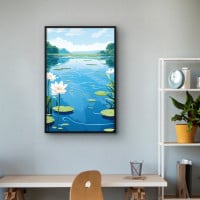 Quadro Decorativo Lago com  Lilies