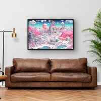 Quadro Decorativo Planeta Rosado