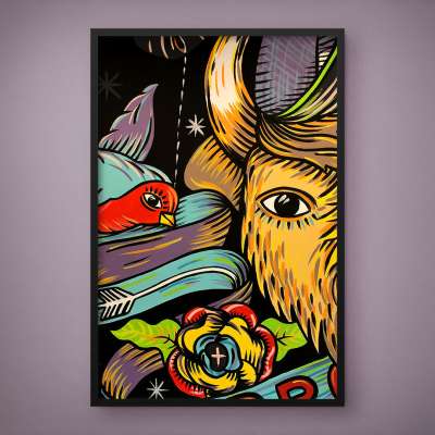 Quadro Decorativo Street Art Touro