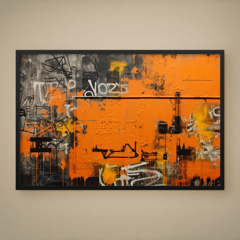 Quadro Decorativo Street Art Muro Laranja