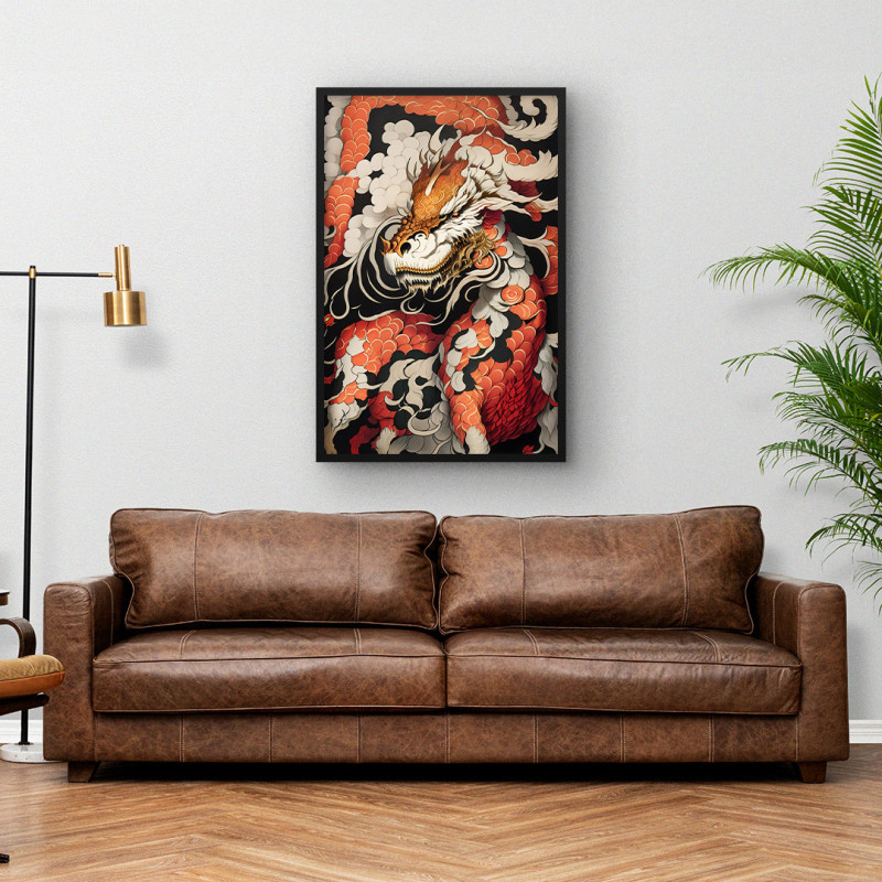 Quadro Decorativo Majestoso Dragão Japonês