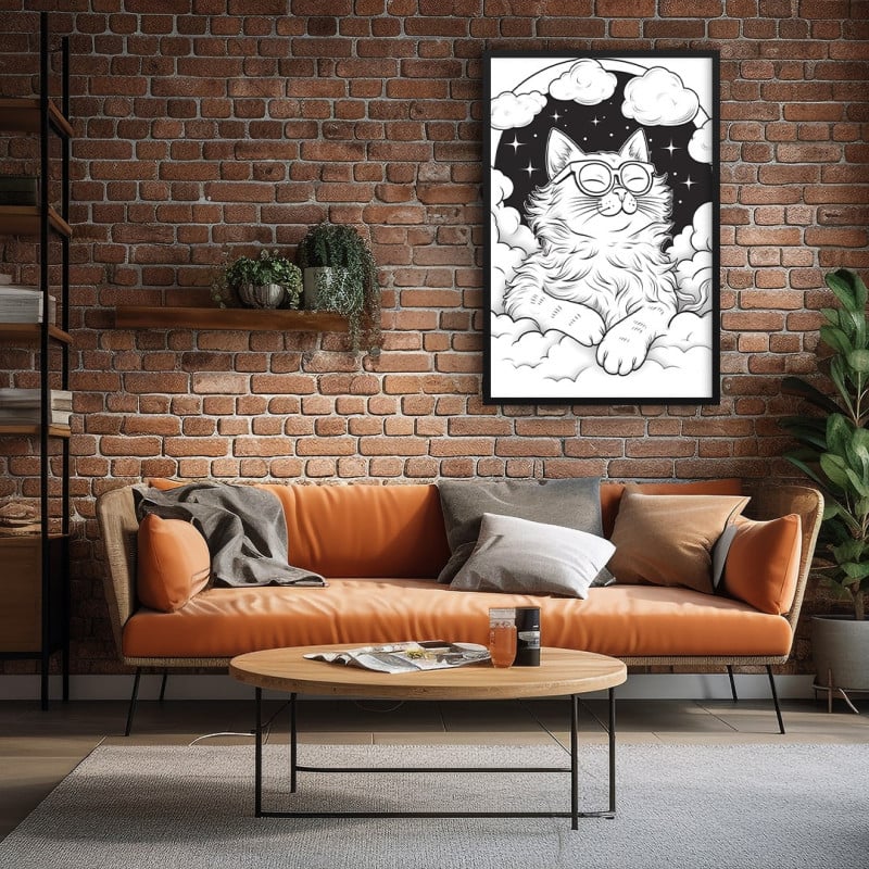 Quadro Decorativo Gatinho nas Nuvens