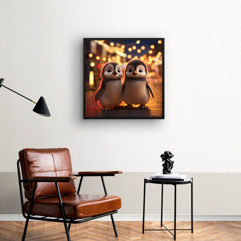 Quadro Decorativo Pinguins Baby