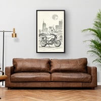 Quadro Decorativo Sketch Motoqueira