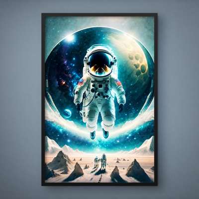 Quadro Decorativo Astronauta na Lua