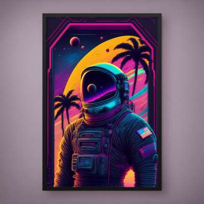 Quadro Decorativo Astronauta Vintage