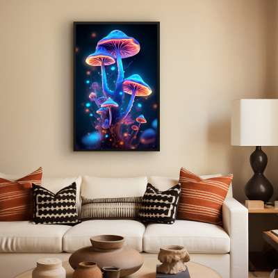 Quadro Decorativo Cogumelos Iluminados